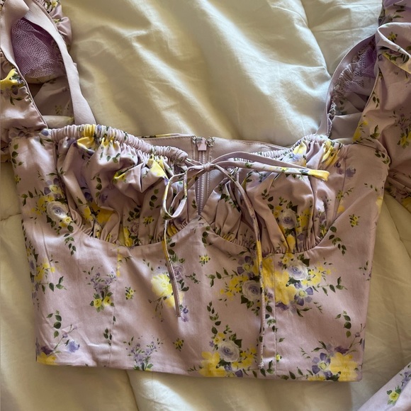 House of CB Tops House Of Cb Millicent Lilac Floral Cropped Corset
